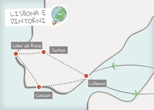 Mappa Itinerario Lisbona e dintorni